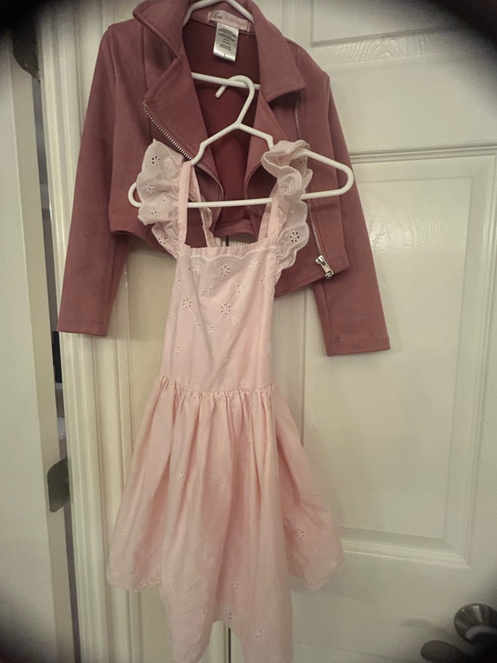 Girls Pink Cropped Moto Jacket - Soft Pink
